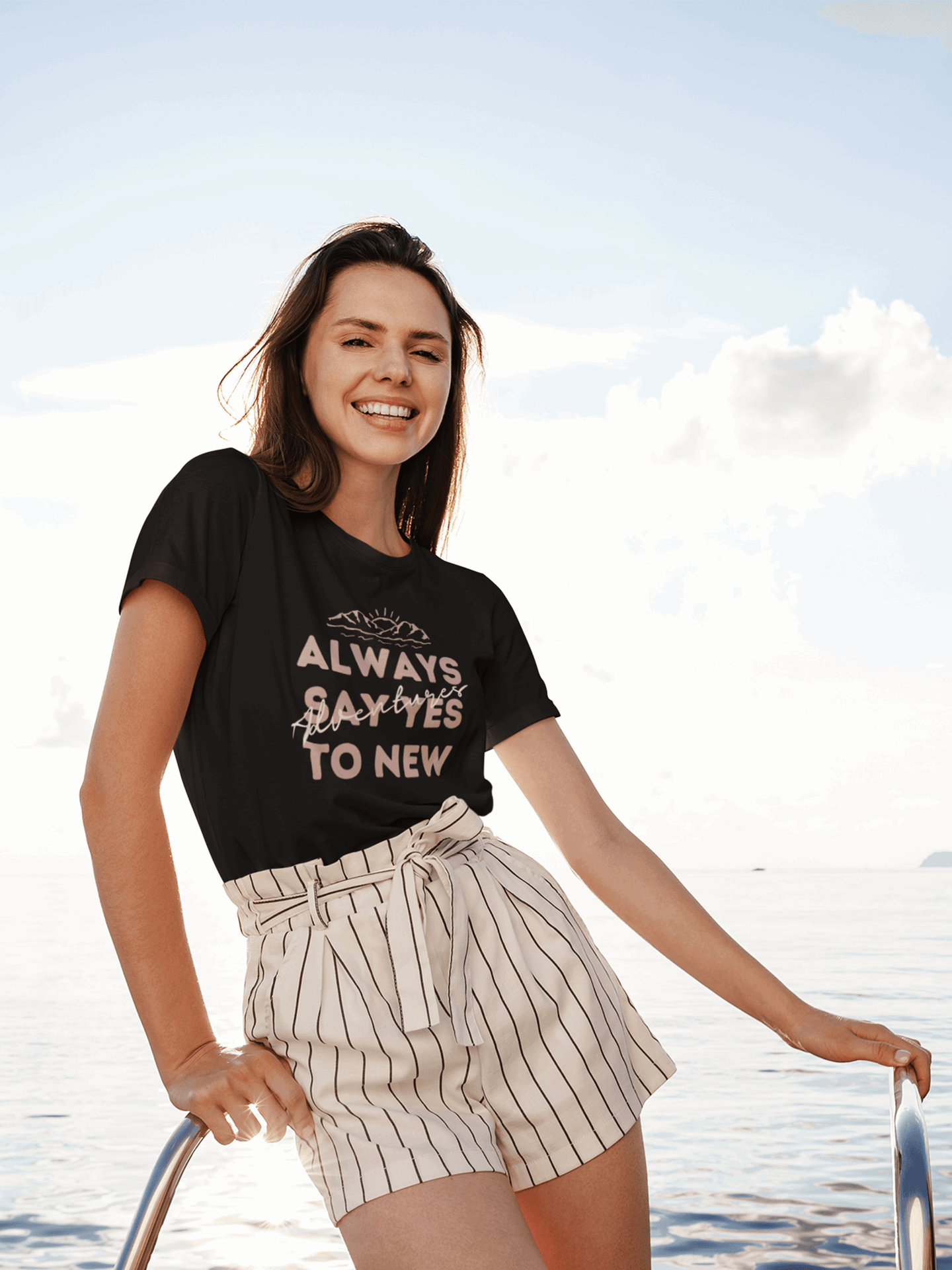 tricou femei always say yes to new adventures hay creations cadou vacanta