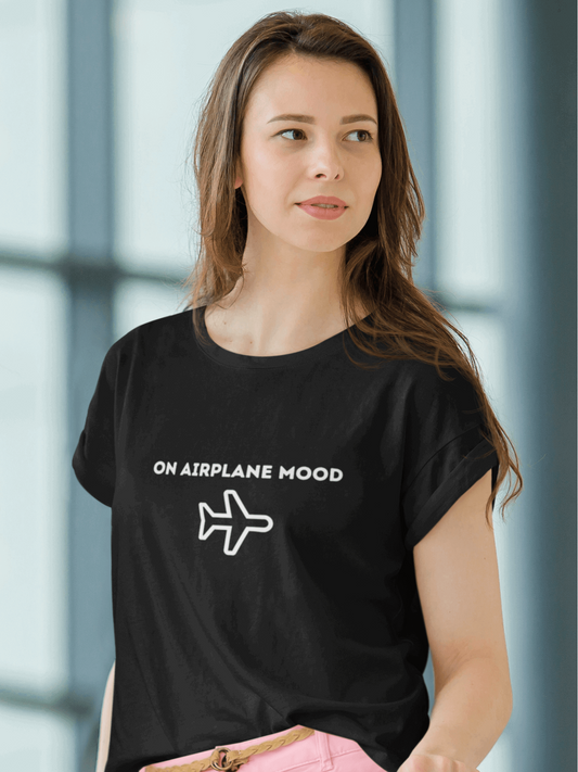 Tricou femei bumbac premium ON AIRPLANE MOOD