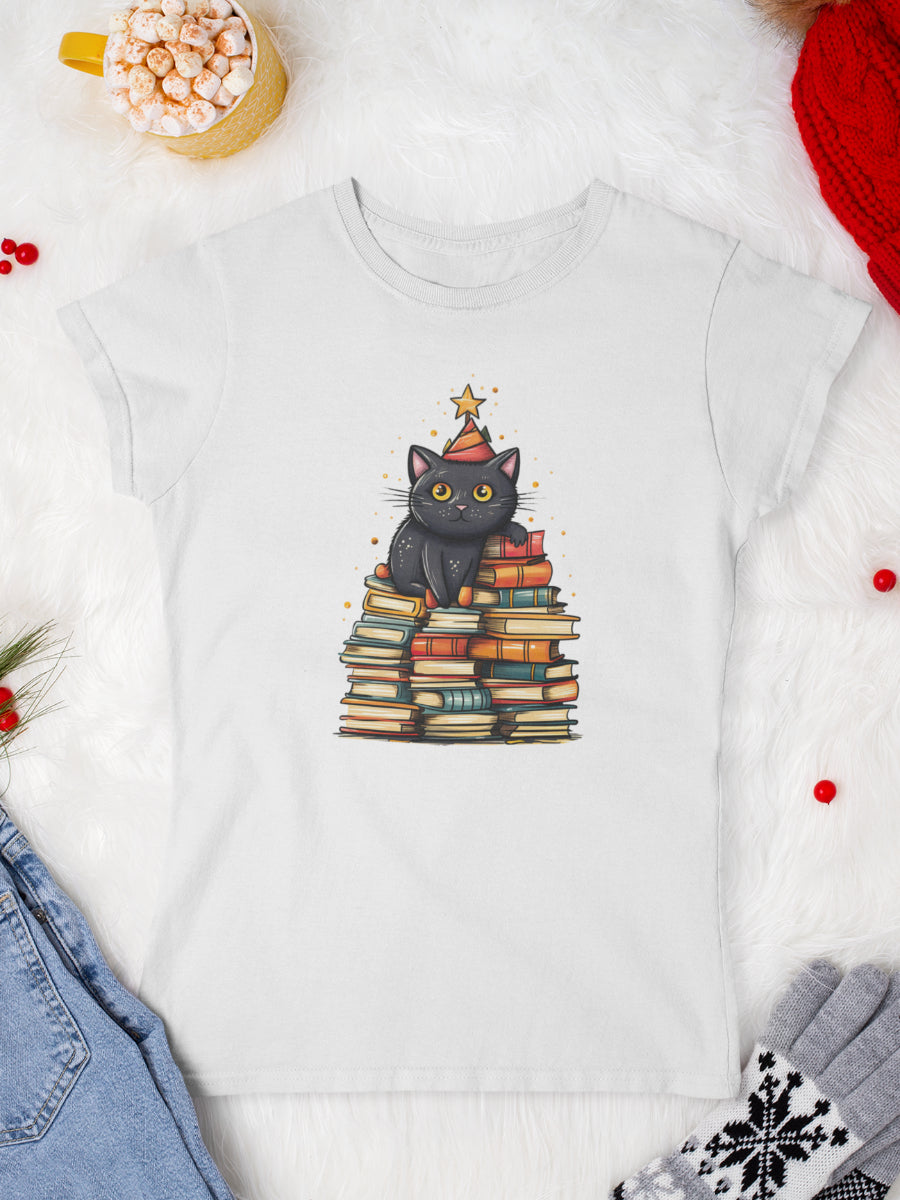    tricou_Craciun_pisici_pisica_bumbac_organic_femei_HAY_Creations_cadou_Feline_Fiction-alb