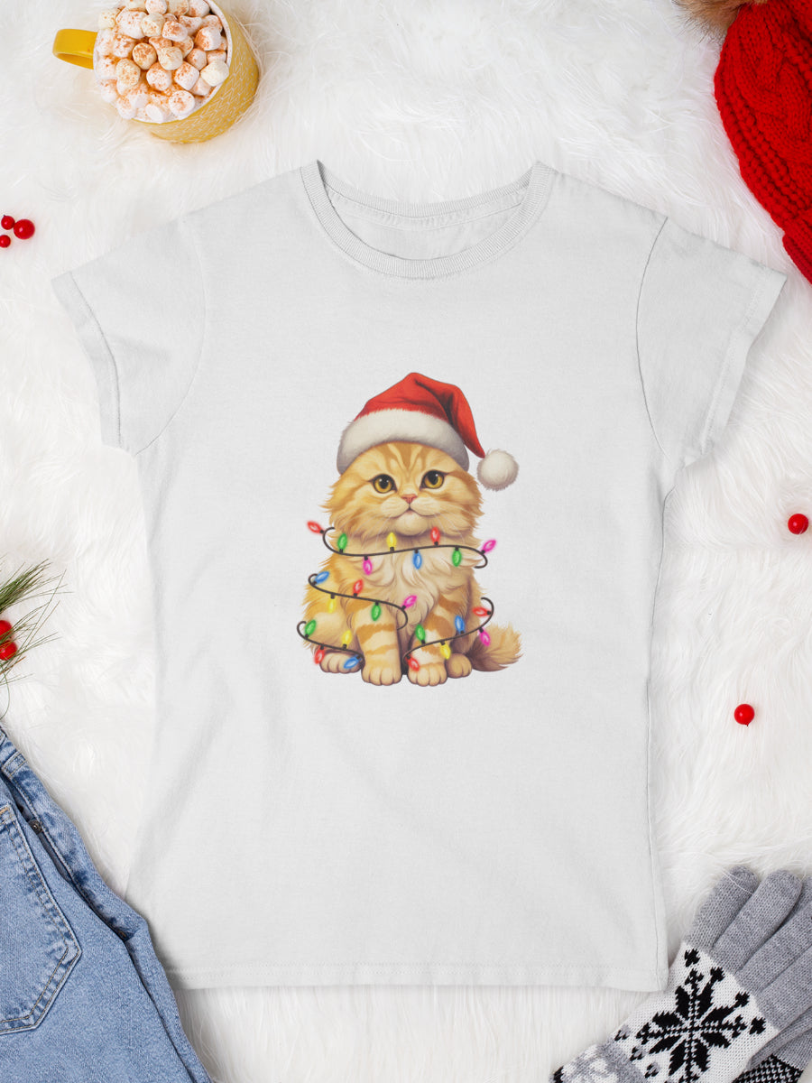 tricou_Craciun_pisici_pisica_bumbac_organic_femei_HAY_Creations_cadou_Radiant_Purr-alb