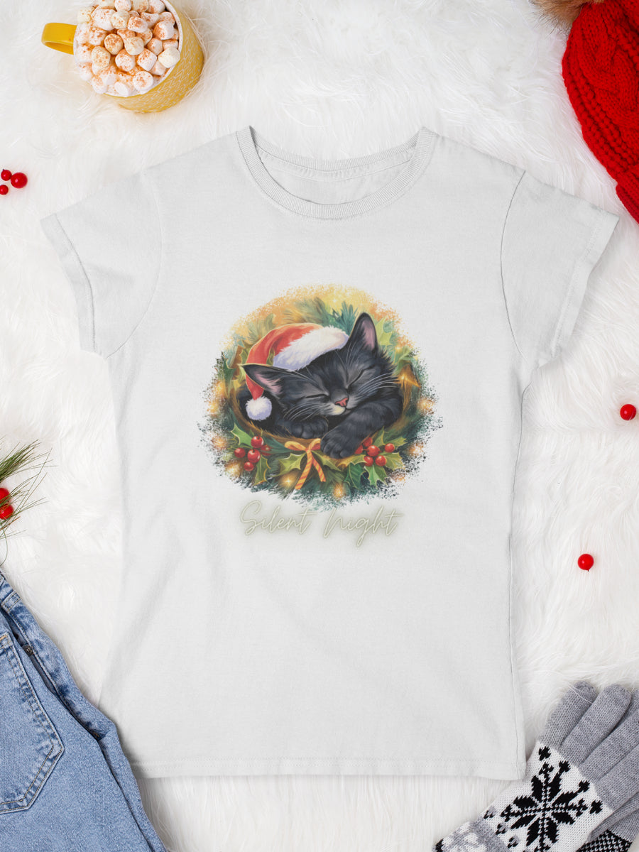 Tricou Crăciun cu pisici SILENT NIGHT