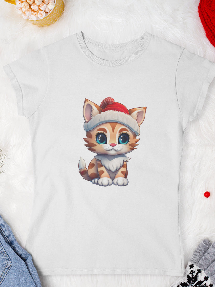     tricou_Craciun_pisici_pisica_bumbac_organic_femei_HAY_Creations_cadou_big-eyes-kitty-alb