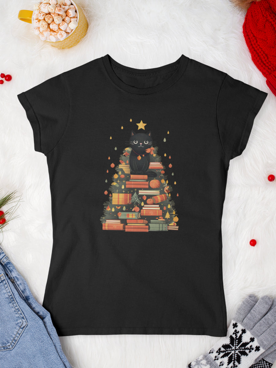    tricou_Craciun_pisici_pisica_bumbac_organic_femei_HAY_Creations_cadou_black-cats-love-books-negru