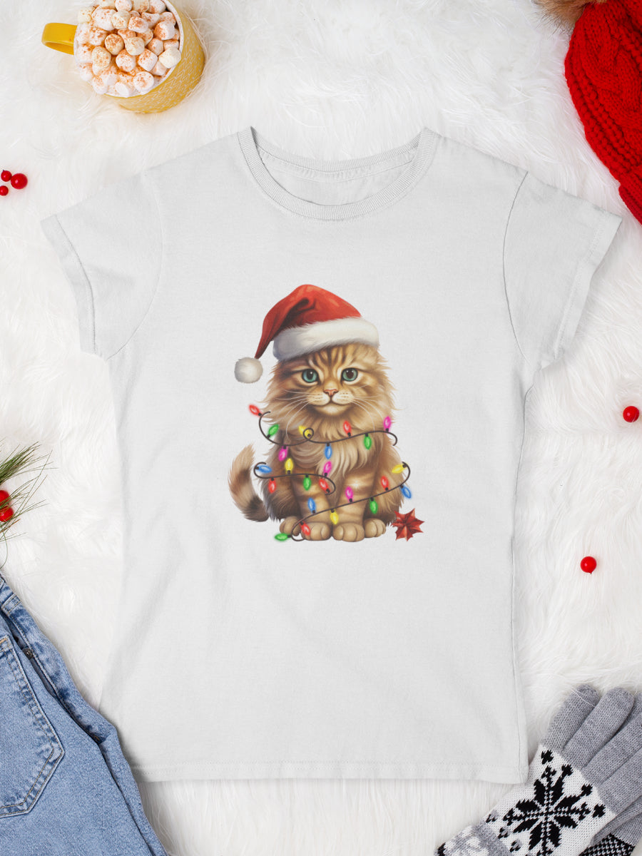    tricou_Craciun_pisici_pisica_bumbac_organic_femei_HAY_Creations_cadou_feline-beauty-alb