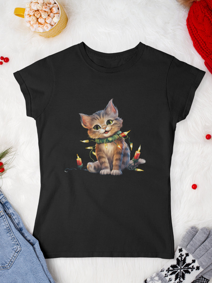    tricou_Craciun_pisici_pisica_bumbac_organic_femei_HAY_Creations_cadou_jolly-glowy-cat-negru