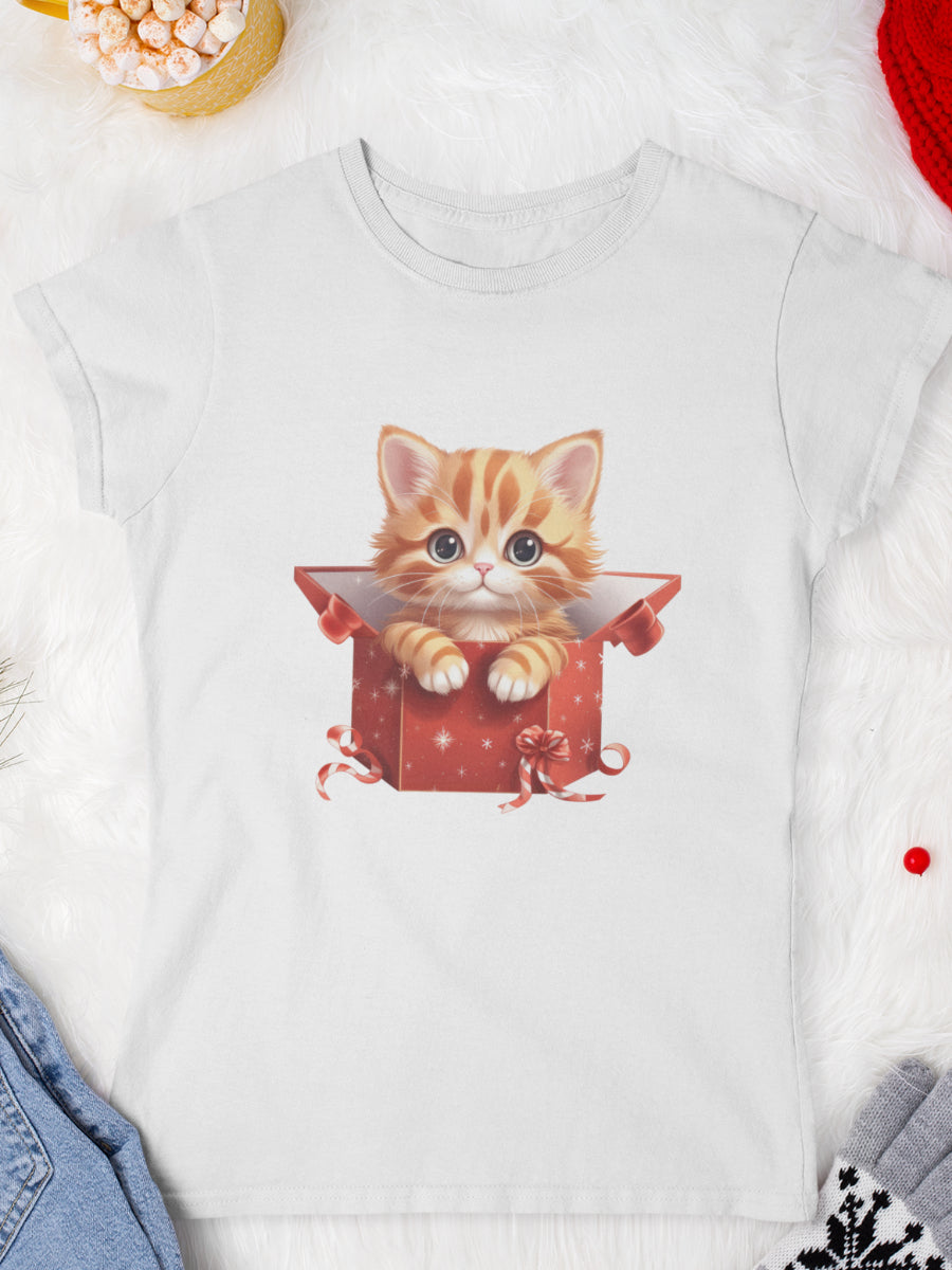 tricou_Craciun_pisici_pisica_bumbac_organic_femei_HAY_Creations_cadou_kitty-in-a-box-alb