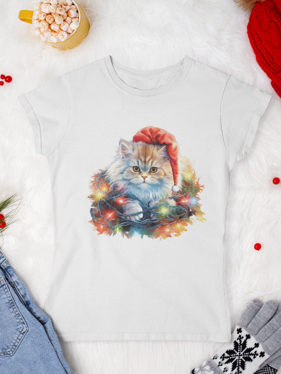 tricou_Craciun_pisici_pisica_bumbac_organic_femei_HAY_Creations_cadou_kitty-in-trouble-alb