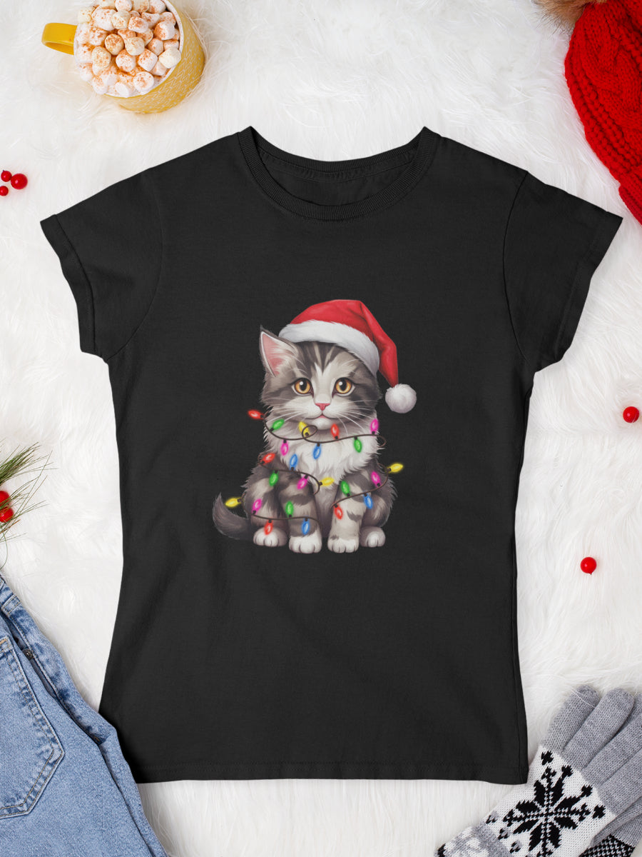    tricou_Craciun_pisici_pisica_bumbac_organic_femei_HAY_Creations_cadou_paws-of-joy-negru