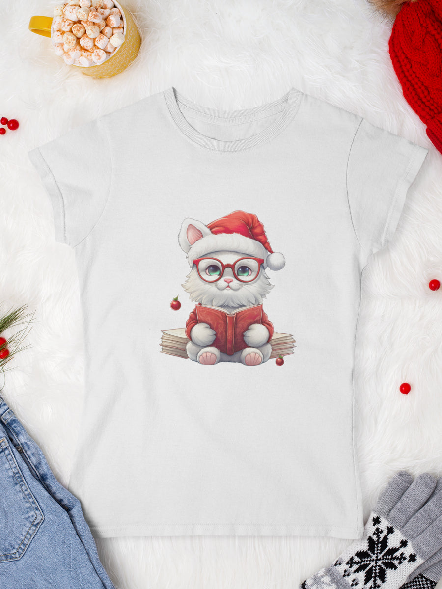    tricou_Craciun_pisici_pisica_bumbac_organic_femei_HAY_Creations_cadou_wise-xmas-cat-alb