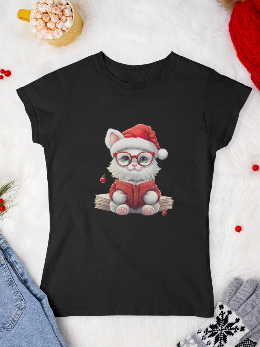 tricou_Craciun_pisici_pisica_bumbac_organic_femei_HAY_Creations_cadou_wise-xmas-cat-negru