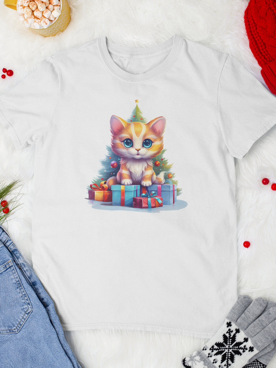     tricou_bumbac_organic_premium_vegan_cadou_Craciun_Secret_Santa-cat-unisex-barbati-alb