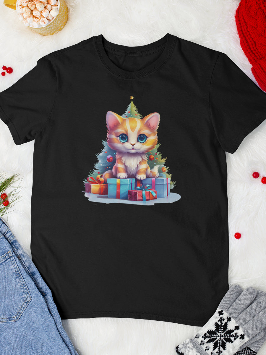    tricou_bumbac_organic_premium_vegan_cadou_Craciun_Secret_Santa-cat-unisex-barbati-negru