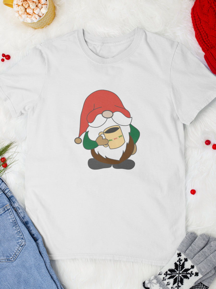 tricou_bumbac_organic_premium_vegan_cadou_Craciun_Secret_Santa-ho-ho-ho-gnome-alb-unisex-barbati