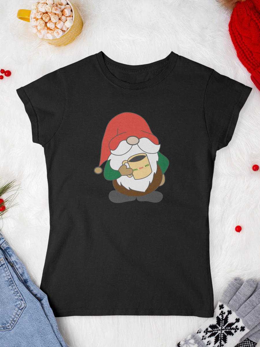    tricou_bumbac_organic_premium_vegan_cadou_Craciun_Secret_Santa-ho-ho-ho-gnome-negru-femei