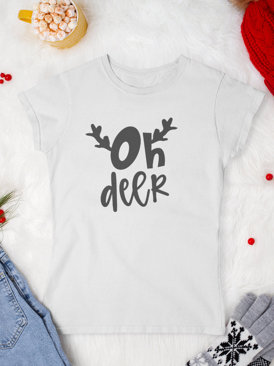     tricou_bumbac_organic_premium_vegan_cadou_Craciun_Secret_Santa-oh-deer-alb-femei