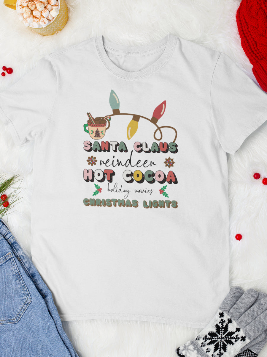 tricou_bumbac_organic_premium_vegan_cadou_Craciun_Secret_Santa-reindeer-movies-cocoa-lights-unisex-barbati-alb