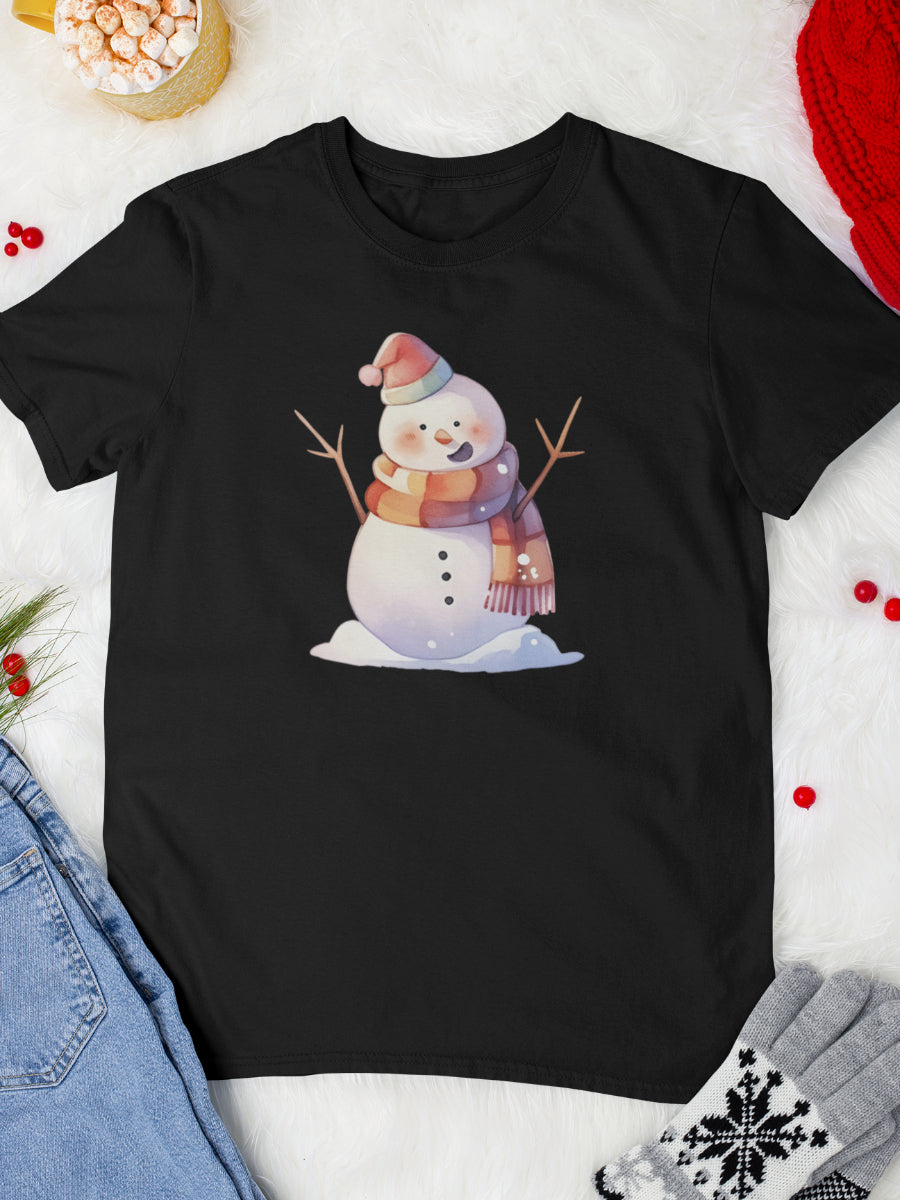    tricou_bumbac_organic_premium_vegan_cadou_Craciun_Secret_Santa_-negru-unisex-barbati-Frosty-the-snowman
