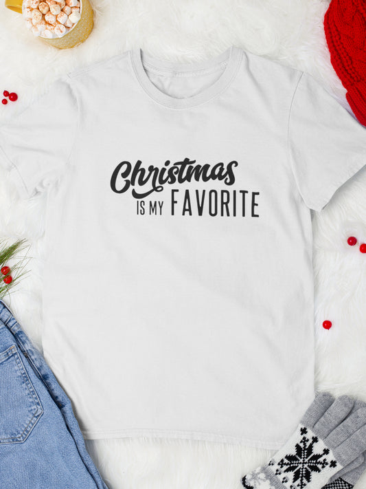 tricou_bumbac_organic_premium_vegan_cadou_Craciun_Secret_Santa_Christmas-is-my-favorite-alb-unisex-barbati