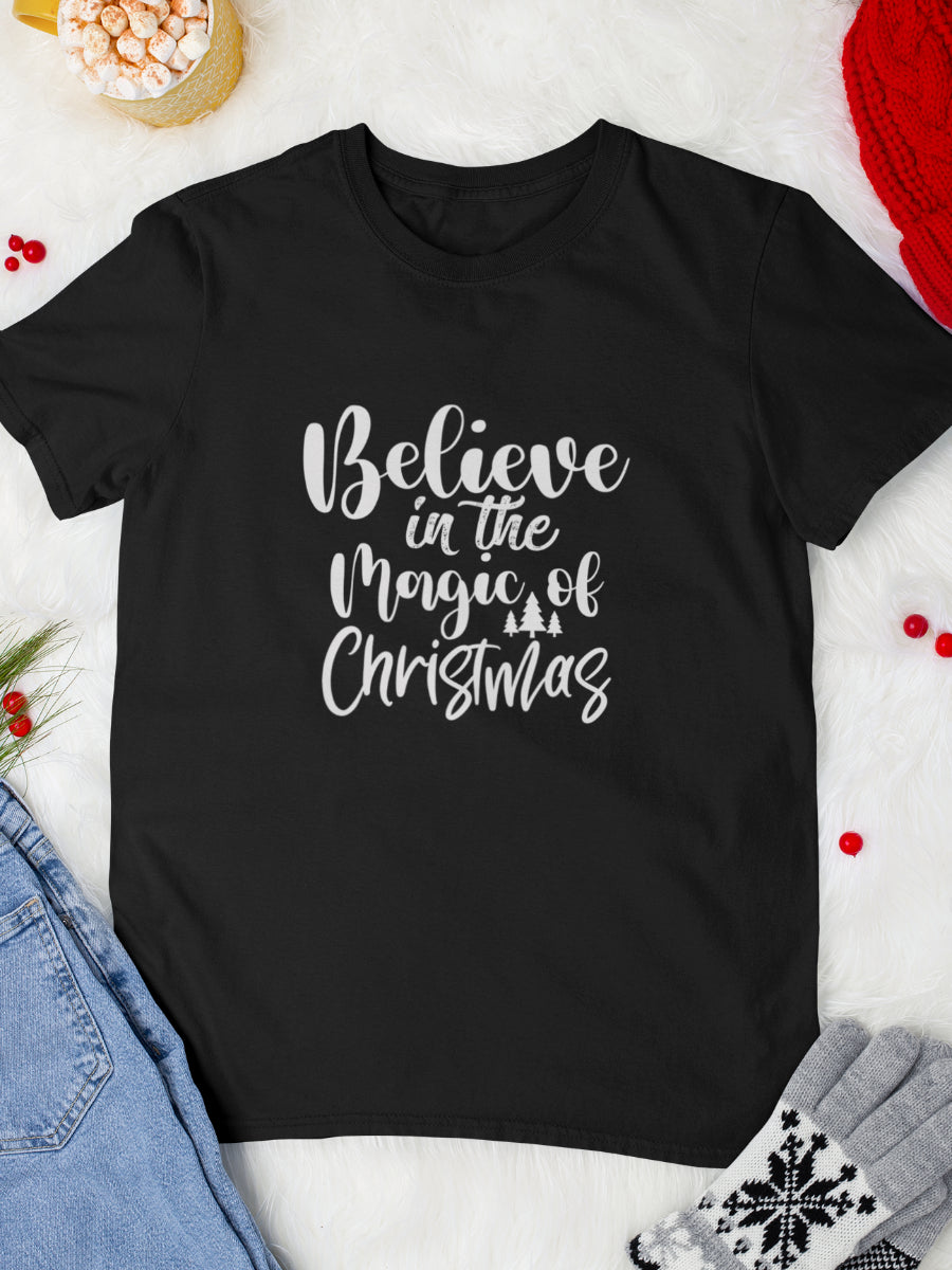     tricou_bumbac_organic_premium_vegan_cadou_Craciun_Secret_Santa_believe-in-the-magic-of-Christmas-negru-unisex-barbati