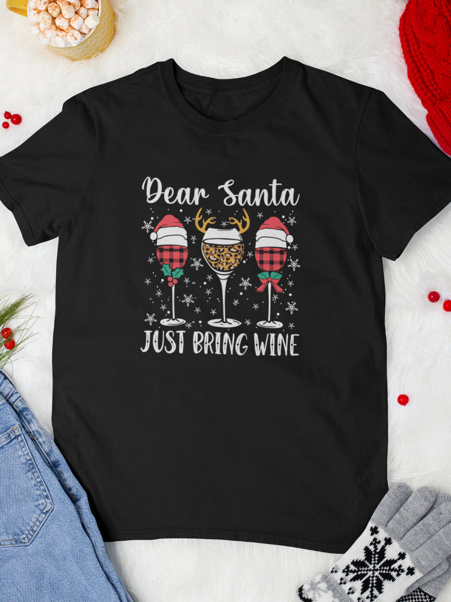    tricou_bumbac_organic_premium_vegan_cadou_Craciun_Secret_Santa_dear-Santa-just-bring-wine-negru-unisex-barbati