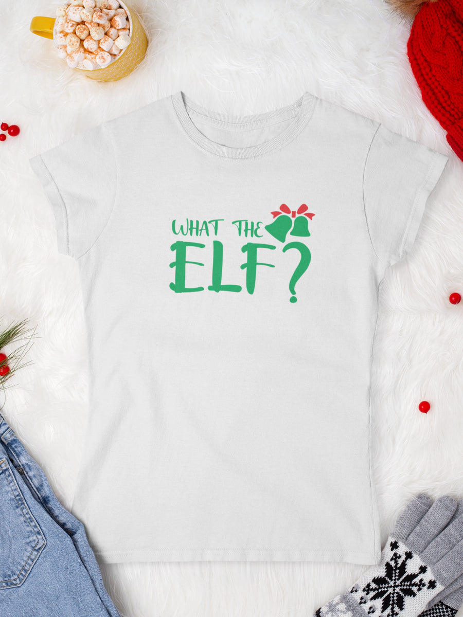 tricou_bumbac_organic_premium_vegan_cadou_Craciun_Secret_Santa_femei_what_the_elf_alb