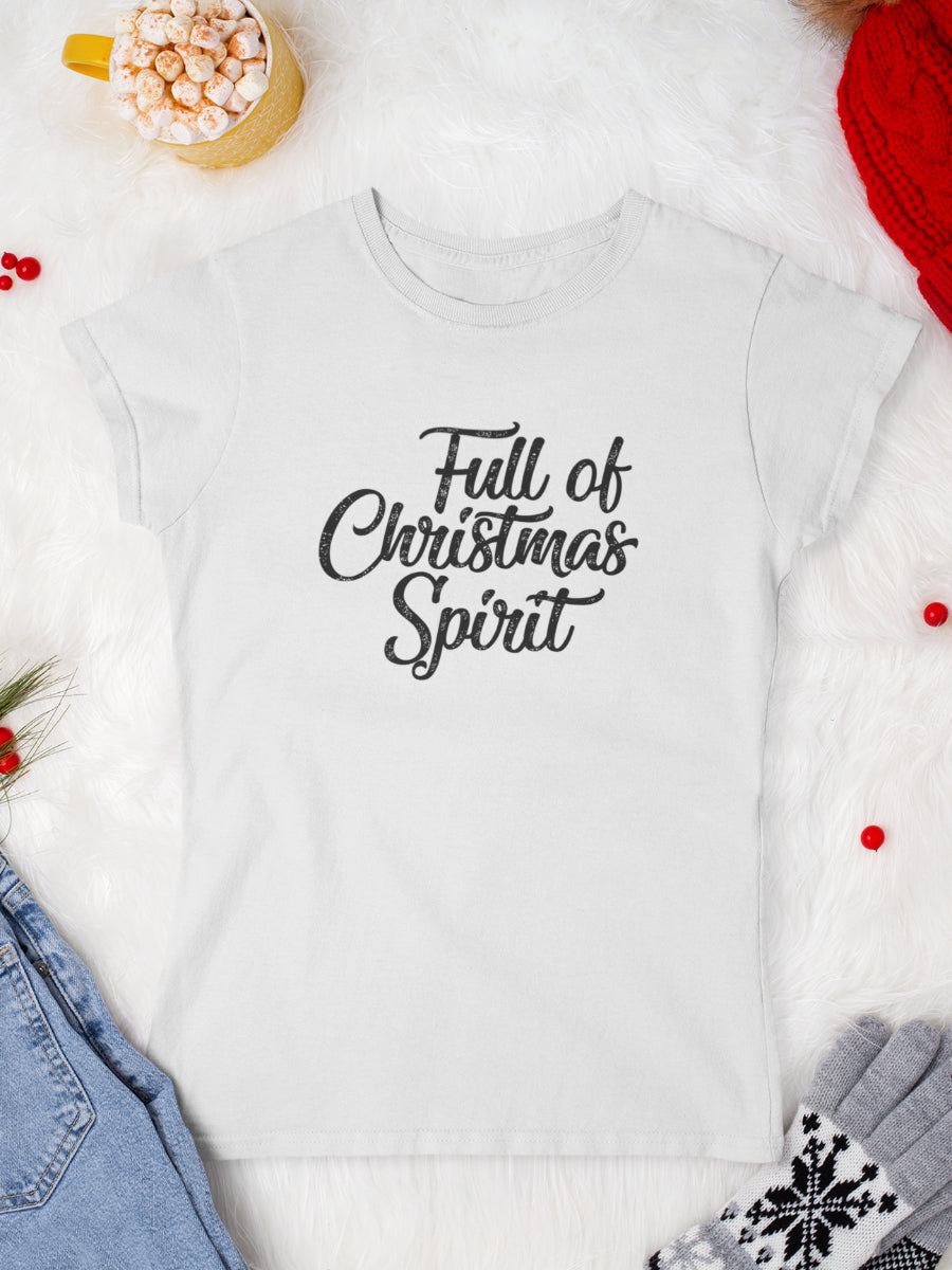     tricou_bumbac_organic_premium_vegan_cadou_Craciun_Secret_Santa_full-of-Christmas-spirit-alb-femei