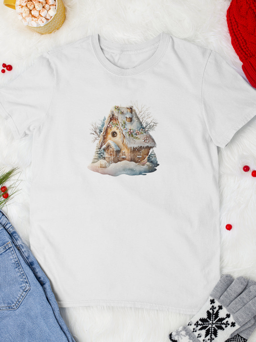 tricou_bumbac_organic_premium_vegan_cadou_Craciun_Secret_Santa_gingerbread-house-alb-unisex-barbati