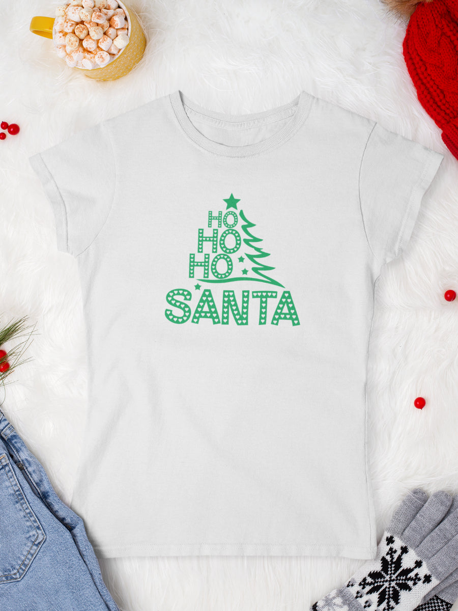    tricou_bumbac_organic_premium_vegan_cadou_Craciun_Secret_Santa_ho-ho-ho-Santa-alb-femei