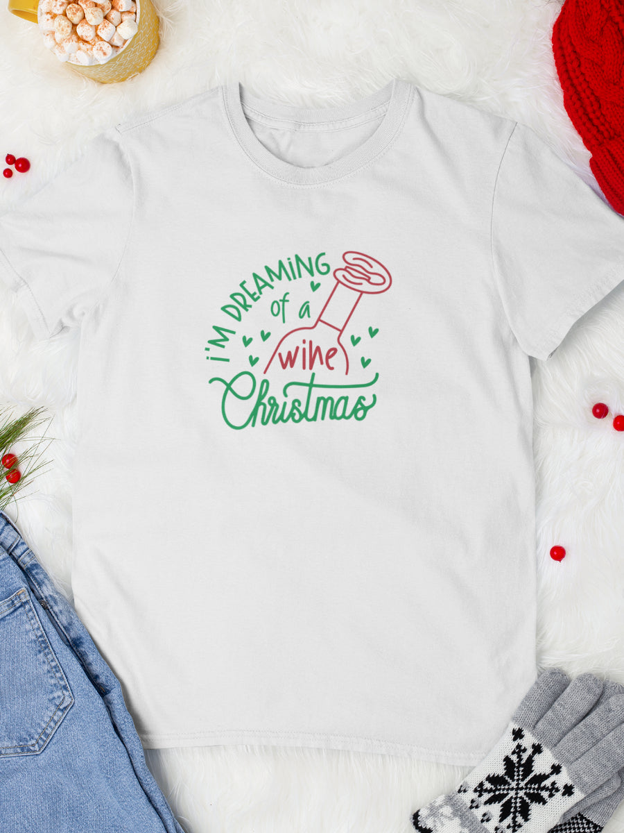    tricou_bumbac_organic_premium_vegan_cadou_Craciun_Secret_Santa_im-dreaming-of-a-wine-Christmas-alb-unisex-barbati