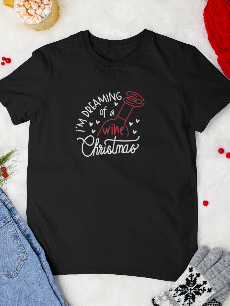     tricou_bumbac_organic_premium_vegan_cadou_Craciun_Secret_Santa_im-dreaming-of-a-wine-Christmas-negru-unisex-barbati