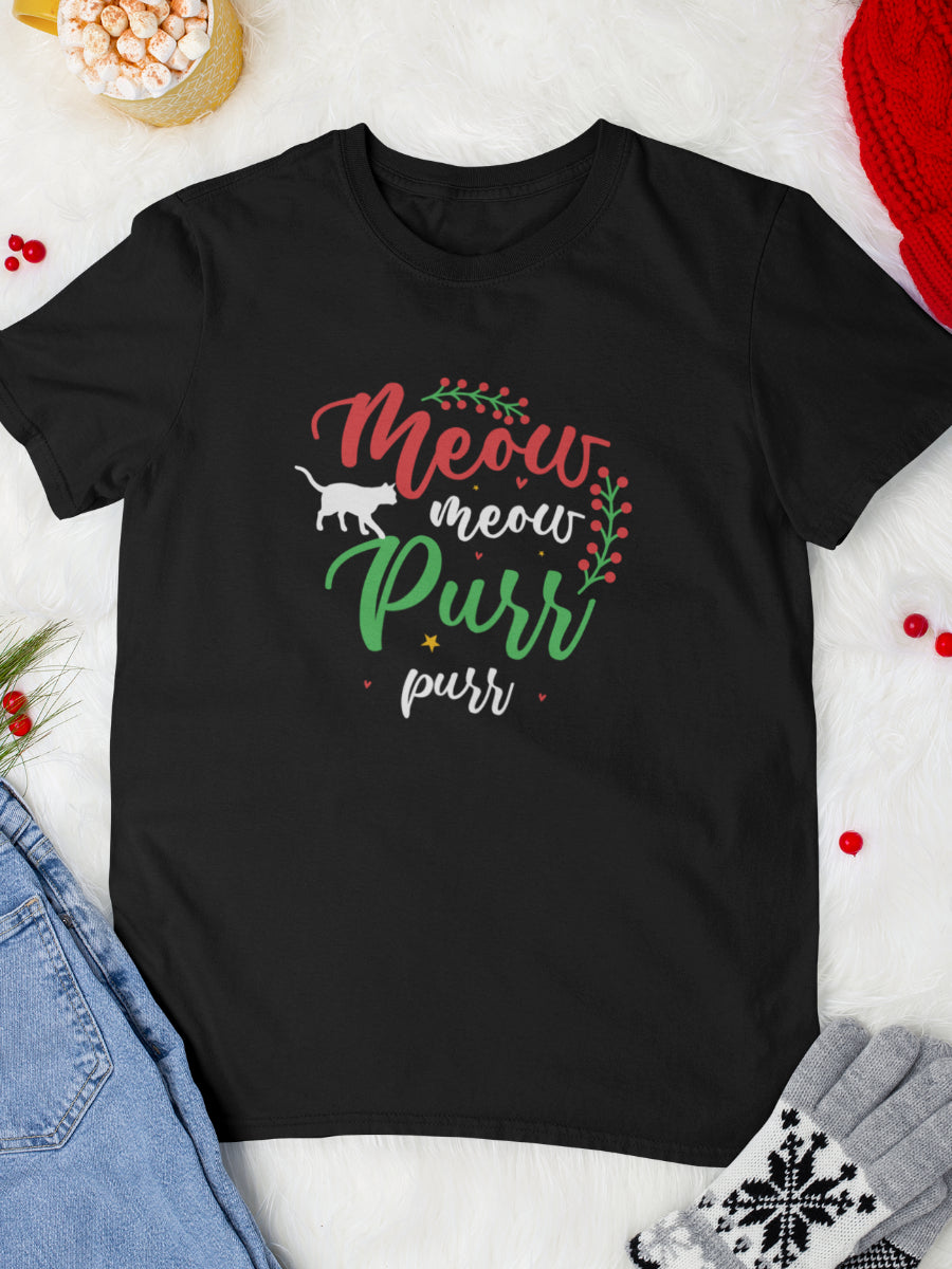     tricou_bumbac_organic_premium_vegan_cadou_Craciun_Secret_Santa_meow-purr-xmas-unisex-barbati-negru