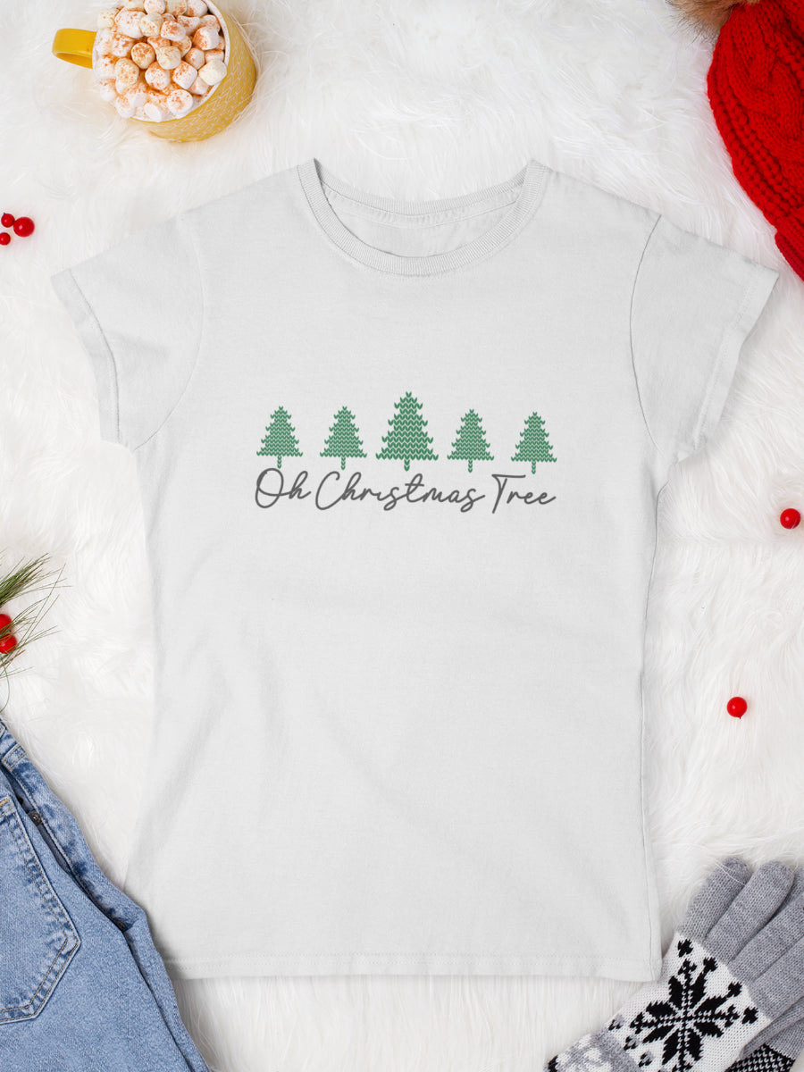         tricou_bumbac_organic_premium_vegan_cadou_Craciun_Secret_Santa_oh-Christmas-tree-alb-femei