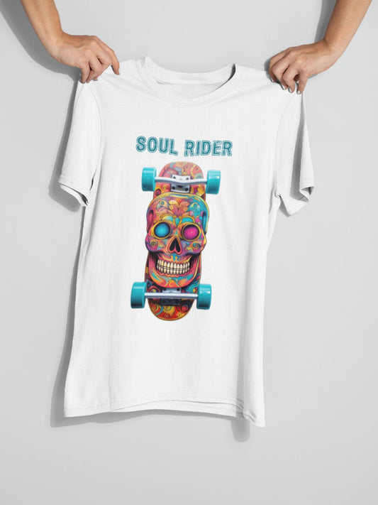 tricou_bumbac_organic_premium_vegan_cadou_hay_creations_nostalgia_soul_rider_barbati_unisex_Alb