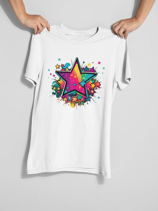 tricou_bumbac_organic_premium_vegan_cadou_hay_creations_nostalgia_star_barbati_unisex_alb