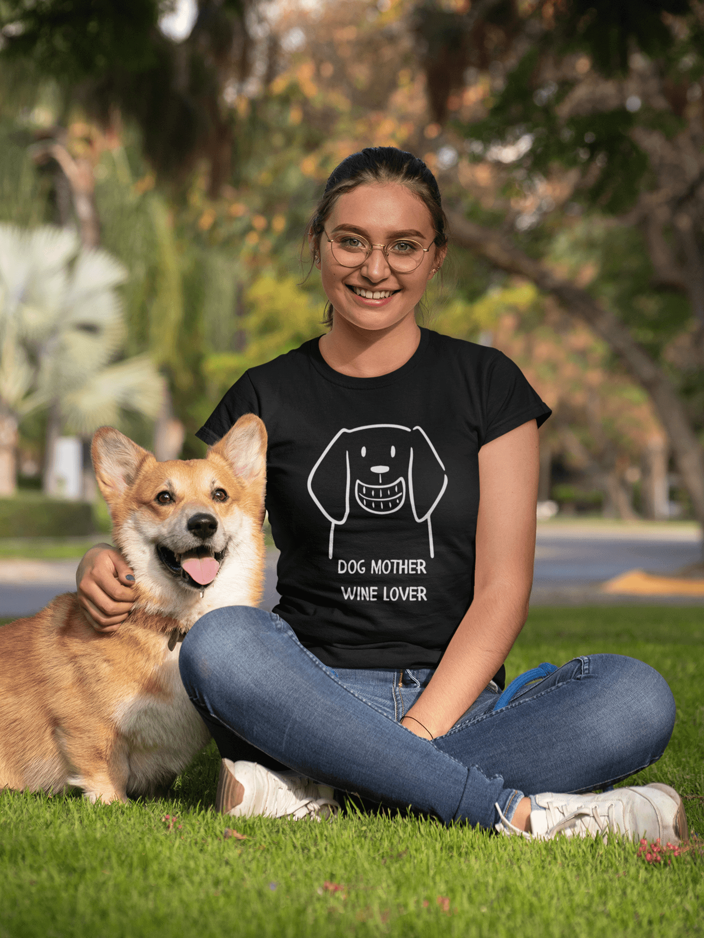 Tricou din bumbac premium | Dog Mother | Wine lover | Femei |