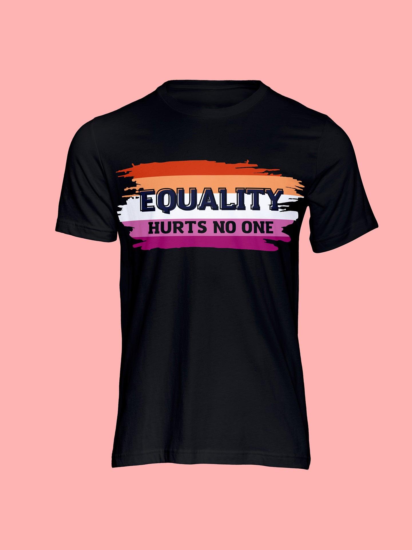 tricou lgbt equality hurts no one lesbian flag