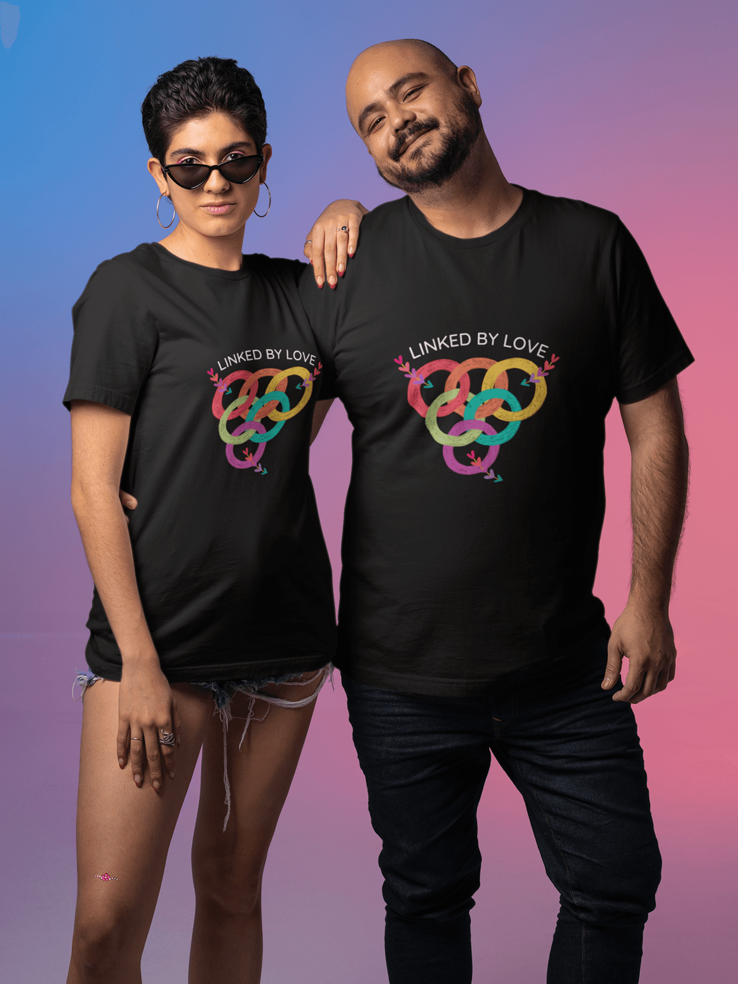 Tricou LGBT din bumbac organic Linked by Love